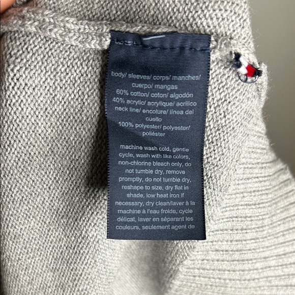 Tommy Hilfiger Gray V-Neck Sweater with Multicolor Stripes - Picture 10 of 11